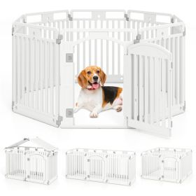 Pet Fence Playpen with Lockable Door White