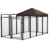 Large Outdoor Dog Kennel with Roof – Heavy-Duty Steel Dog Run for Medium & Large Dogs