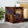 Dog Crate Indoor Furniture Smoked Oak Engineered Wood and Steel With Lock