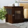 Dog Crate Furniture Style Brown Oak Engineered Wood and Steel with Locks