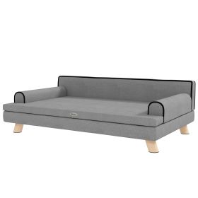 Elevated Pet Sofa Bed – Durable Dog Couch with Cushion, Wooden Legs, Washable Cover