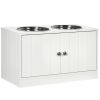 Elevated Dog Bowls for Large Dogs Pet Feeding Station with Stand and Storage, 2 Stainless Steel Food and Water Bowls, White, 23.6" x 11.8" x 14"