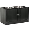 Elevated Dog Bowls for Large Dogs Pet Feeding Station with Stand, Storage, 2 Stainless Steel Food and Water Bowls, Black, 23.6" x 11.8" x 14"