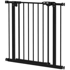 Door Dog Gate and Barrier Indoor for Stairs, Pressure-Mounted Safety Gate 30 Inch Black