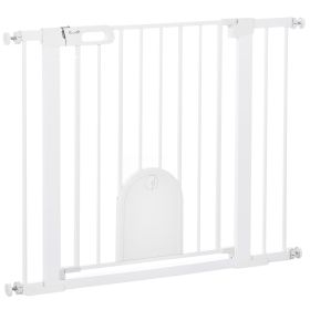 Pressure Fit Dog Gate – 30" High Extra Wide Pet Barrier with Walk-Through Door