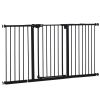 Door Dog Gate and Barrier Indoor for Stairs Includes 7", 8", 12" Extensions Kit, 30 Inch Tall Pressure-Mounted Safety Gate Black