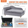 VEVOR Dog Couch for Large-Sized Dogs, Soft Velvety Bed, 110 Lbs., Grey