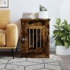 Dog Crate Indoor Furniture Smoked Oak Engineered Wood and Steel With Lock