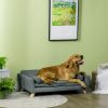 PawHut Dog Couch with Removable Pillows, Foam Pet Sofa, Cat Sofa with Removable Washable Cushion & Water-Resistant Fabric, Gray
