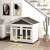 PawHut 40"L Wooden Dog House Outdoor Indoor for Small, Medium, Large Dogs, with Air Vents & Elevated Removable Floor