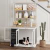 PawHut Dog Crate Furniture for Large Dogs with Storage Shelf, Three Doors, Blackboard & Non-slip Foot Pads, White 39"