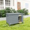 PawHut 31.5"L Wooden Decorative Dog Cage Kennel Wire Door with Lock, Openable Top Removable Bottom, Dark Gray