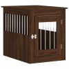 Dog Crate Furniture Style Brown Oak Engineered Wood and Steel with Locks