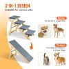 VEVOR Wood Pet Stairs/Pet Steps, 2-in-1 Foldable Wooden 4 Step Dog Stair for Beds, Sofa and Cars, for Small Medium Large Dogs