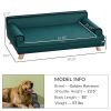 PawHut Large Dog Couch with Washable Cover, Wooden Legs, Soft Couch for Comfort Sleep, Teal