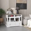 PawHut Dog Kennel Furniture Side End Table with Storage Double Doors Small Medium Dogs White