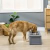 PawHut Elevated Dog Bowls with Storage, 2 Stainless Steel Bowls, for Medium Dogs, Gray