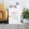 Dog Crate Indoor Furniture White Engineered Wood and Steel Medium With Lock
