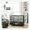 PawHut 48" Heavy Duty Dog Crate Metal Cage Kennel with Lockable Wheels, Double Door and Removable Tray, gray