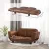 PawHut Large Elevated Pet Sofa Couch, Foldable Dog Bed with Faux Leather Cover, Expandable to 52", Brown