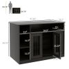 PawHut Luxury Dog Crate Furniture with Storage Brown Lockable Door for Medium Large Dogs 47 x 23.5 x 35