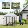 5.9' x 4' x 6' Outdoor Dog Kennel with Roof, Rotating & 4-Level Adjustable Bowls