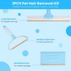 3Pcs Hair Removal Kit Multi-Fabric Pet Hair Lint Shaver Rake Adjustable Telescopic Rod for Carpet Rug Clothes Couch