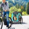Aosom Cargo Bike Trailer for Pets Blue/Grey Large Wheels 3 Entrances Mesh Screen Off-Road Travel Cart