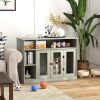 PawHut Elegant Dog Crate Furniture with Storage Gray Lockable Door Pet Cage for Medium Large Dogs 47 x 23.5 x 35