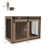 PawHut Large Dog Cage 39x23x27 2-In-1 Crate & End Table Furniture Indoor Walnut Brown