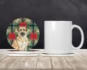 Anatolian Shepherd Dog Christmas PoinsettIas Large Sandstone Coasters Pack of 4 Absorbent Round Coasters Decor Gifts for Men or Women, 4 in