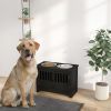 PawHut Dog Food Storage Cabinet with Bowls & Dog Feeding Station, Black