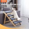 VEVOR Wood Pet Stairs/Pet Steps, 2-in-1 Foldable Wooden 4 Step Dog Stair for Beds, Sofa and Cars, for Small Medium Large Dogs