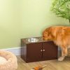 PawHut Elevated Dog Bowls with Storage Cabinet – Raised Feeding Station with Built-In Storage