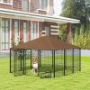 Outdoor Dog Kennel with Canopy – 6.9' x 6.9' Secure Dog Playpen & Exercise Enclosure