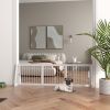 Freestanding Wooden Pet Gate with Support Feet & Non-Slip Mats for Indoor, Stairway, Doorway, White