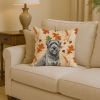 Gray Briard Heirloom Fall Throw Pillow Decorative Indoor Outdoor Accent Cushion for Couch, Bed or Patio, 14Hx14W