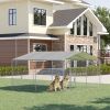 PawHut Outdoor Dog Kennel Galvanized Steel Fence with Cover Secure Lock Mesh Sidewalls for Backyard 13' x 13' x 7.5'