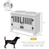 PawHut Dog Food Storage Cabinet with Bowls & Dog Feeding Station, White