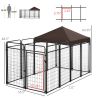 Large Outdoor Dog Kennel with Roof – Heavy-Duty Steel Dog Run for Medium & Large Dogs