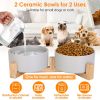 Elevated Ceramic Pet Bowls with Wooden Stand – Stylish & Functional Feeding Solution