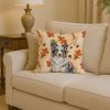 Border Collie Heirloom Fall Throw Pillow Decorative Indoor Outdoor Accent Cushion for Couch, Bed or Patio, 14Hx14W
