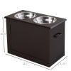 Raised Dog Feeding Station with 2 Stainless Steel Bowls Storage