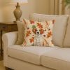 Orange and White Brittany Heirloom Fall Throw Pillow Decorative Indoor Outdoor Accent Cushion for Couch, Bed or Patio, 14Hx14W