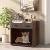 Dog Crate Furniture Indoor with 2 Fabric Drawers End Table