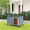 PawHut 31.5"L Wooden Decorative Dog Cage Kennel Wire Door with Lock, Openable Top Removable Bottom, Dark Gray