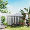 5.9' x 4' x 6' Outdoor Dog Kennel with Roof, Rotating & 4-Level Adjustable Bowls