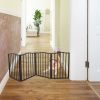 Wooden Pet Gate for Dogs – Freestanding Folding Barrier for Doorways & Stairs