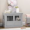 Wooden End Table Dog Kennel with Triple Doors