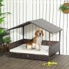 PawHut Rattan Outdoor Dog Bed w/ Canopy | Medium Large Dogs